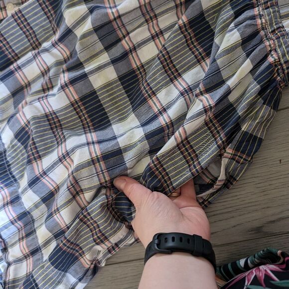 Gap Madras Plaid Sleeveless Button Down Drawstring Tie Shirt Dress Size 8 - Picture 4 of 7